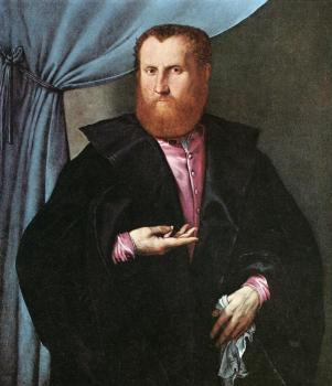 洛倫佐 洛圖 Portrait of a Man in Black Silk Cloak